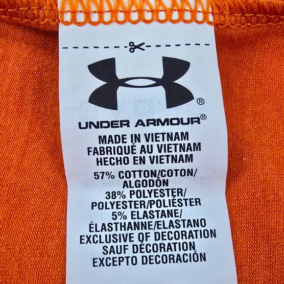 Under Armour Polo Shirt Men’s Large Orange Hunting Big Rack Logo Camo HeatGear - Picture 6 of 7